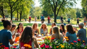 Des personnes partageant différentes formes de style de vie dans un parc animé.
