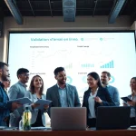 Équipe de professionnels analysant les métriques pour la validation d'e-mails en ligne dans un bureau moderne.