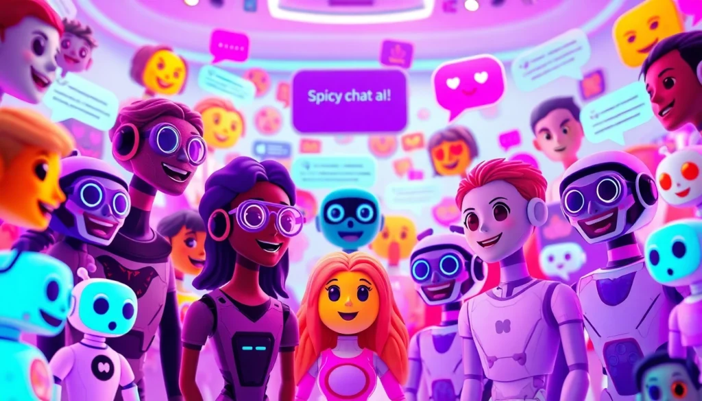 Interactive interface showing spicy chat ai characters in vibrant colors.