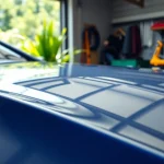 Enhance your vehicle's finish with paint protection film near me showcased in a bright garage setting.