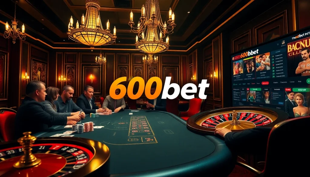 Players engaging in a thrilling poker game at 600bet's luxurious casino table.