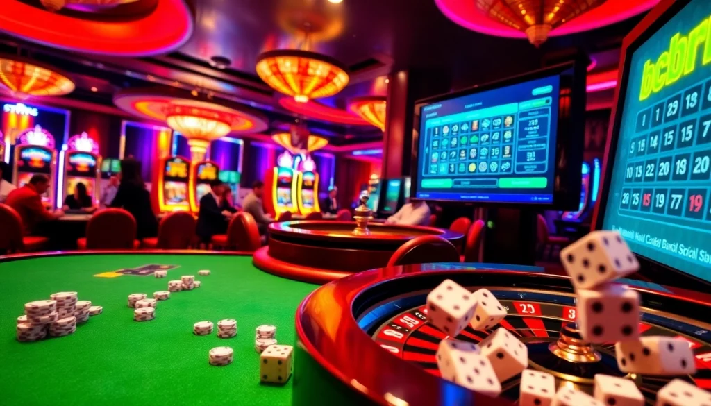 Experimenta la emoción de BCBRL con máquinas tragamonedas vibrantes y un ambiente de casino animado.