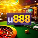 Exciting casino scene featuring players at a u 888 roulette table with vibrant colors and luxurious ambiance.