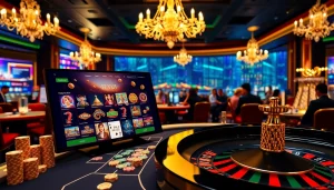 FLY88 online gambling scene with a luxurious casino interface and vibrant gameplay action.