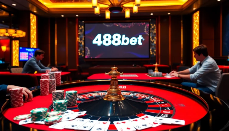 Experimenta la emoción de 488bet con juegos de casino vibrantes y fichas de póker.