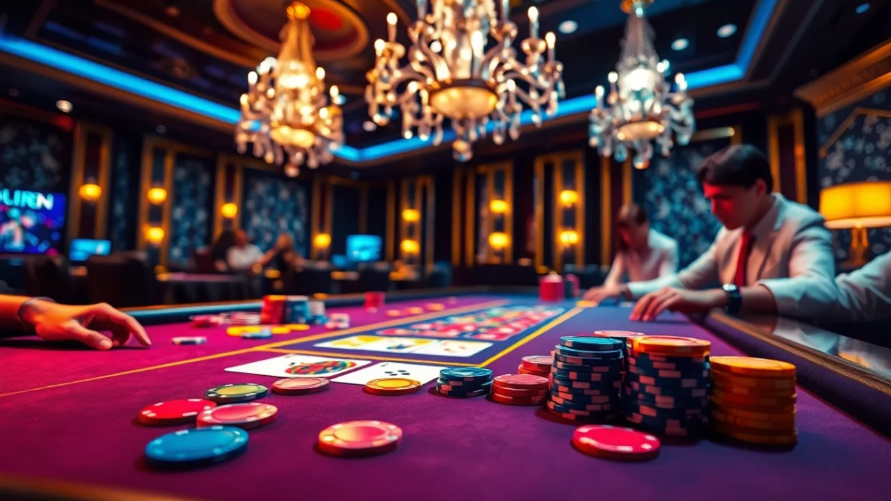 Jouez à des jeux de casino en ligne fiable avec des tables colorées et une ambiance élégante.