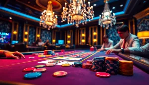 Jouez à des jeux de casino en ligne fiable avec des tables colorées et une ambiance élégante.