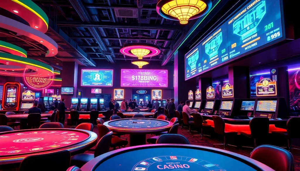 Jouez à des jeux de casino crypto dans un environnement high-tech lumineux et moderne.