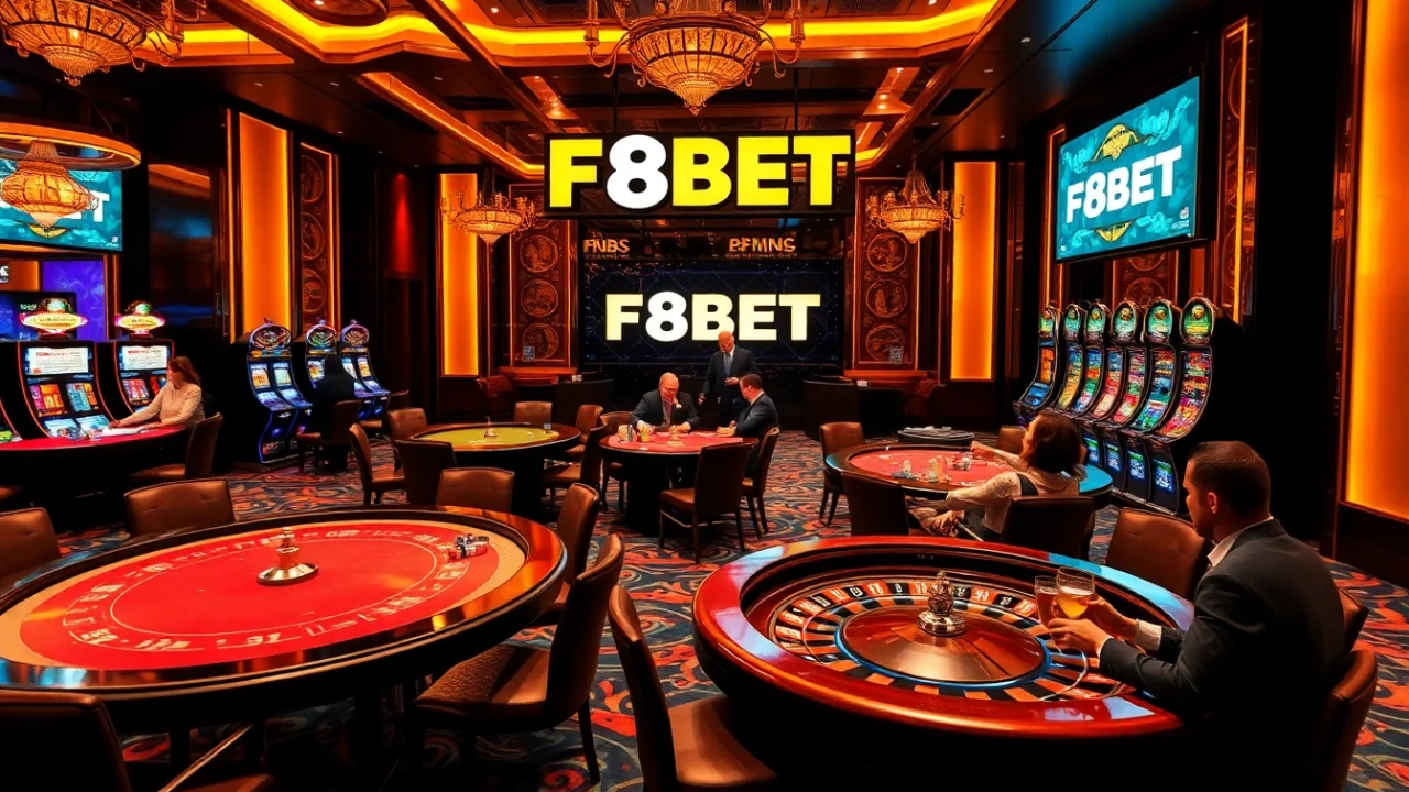 Players enjoying exciting games at F8BET casino, showcasing vibrant roulette and poker action.